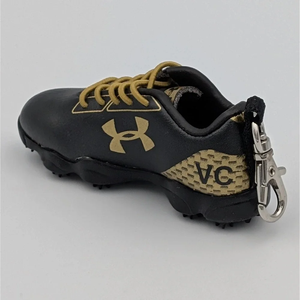 Under Armour Cleat Keychain Black Gold Miniature Shoe Bag Charm Sports Accessory